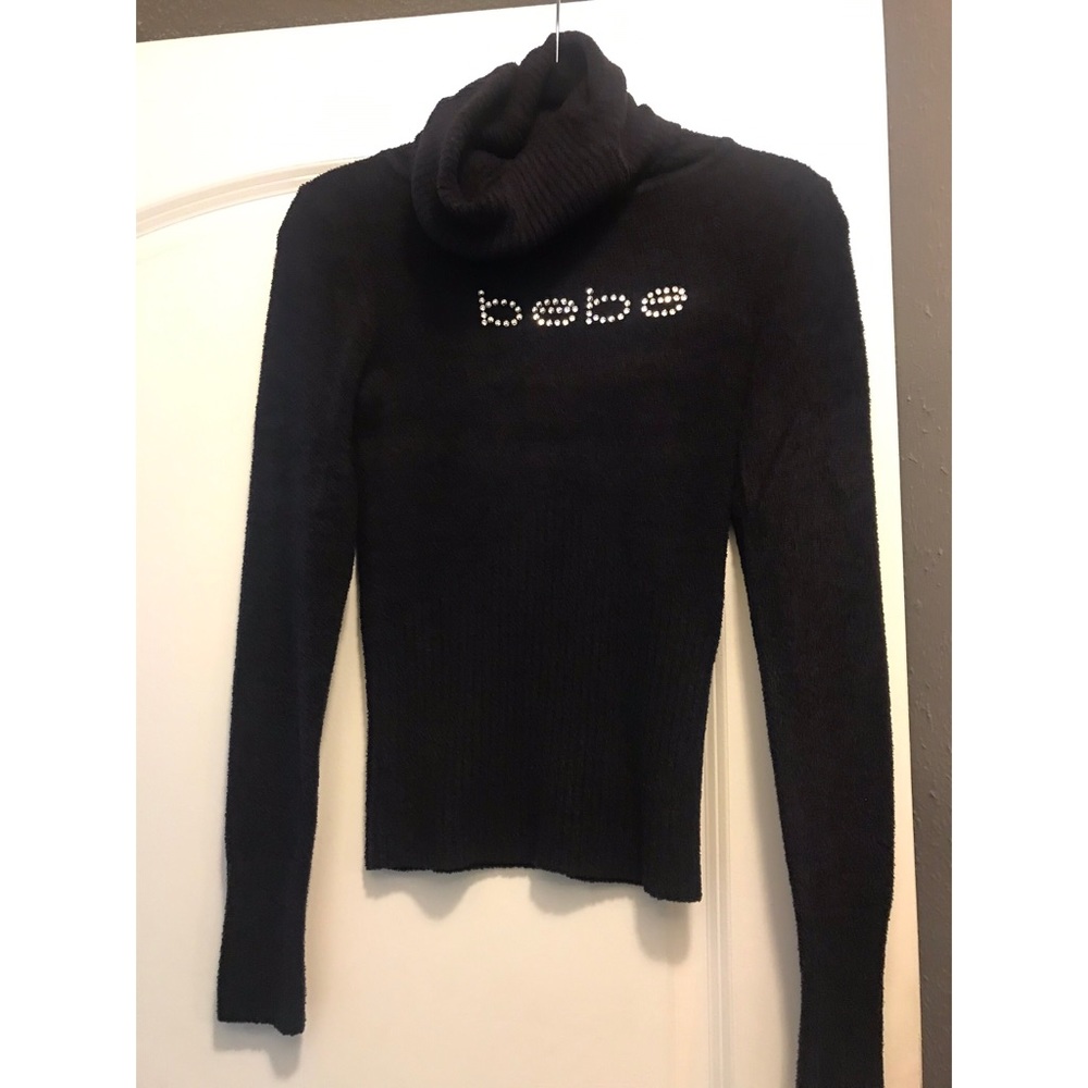 BEBE Logo turtleneck Sweater with Swarovski